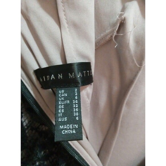 Aidan Mattox Straight Illusion V Neck Floral Lace Evening Gown - Picture 7 of 9